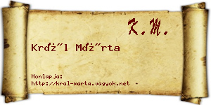 Král Márta névjegykártya